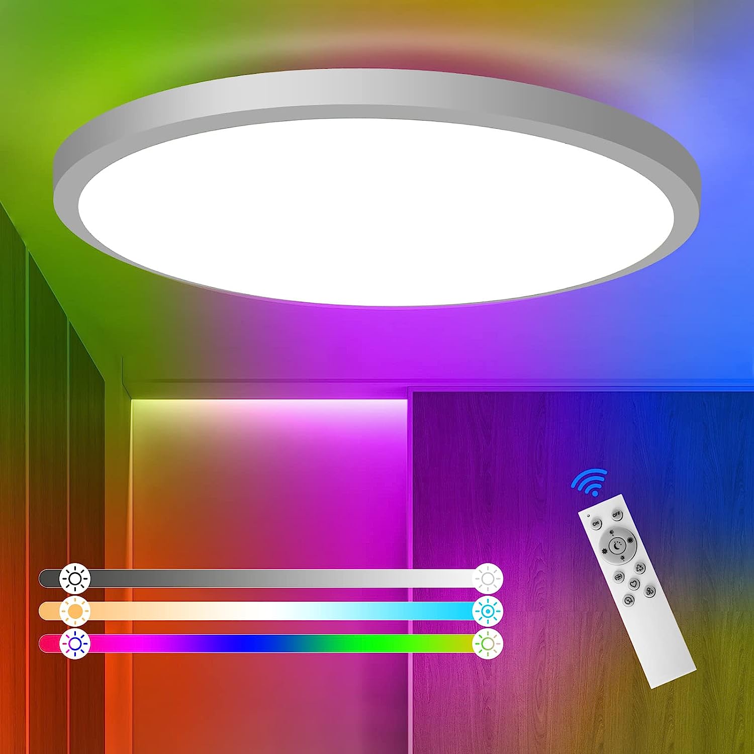Plafonnier Bluetooth App Contrôle Vocal Plafonnier LED Intelligent Callsky 30W – RGB Blanc, Synchronisation Musique, Contrôle APP/télécommande/vocal – Pour Chambre, Salon Plafonnier Led Rgb
