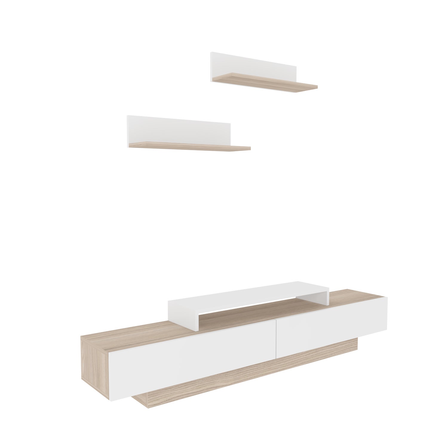 Meuble tv decorotika lusi 180 cm | compatible tv jusqu’à 80 pouces | 2 armoires et 2 étagères murales (cordoba) - 6