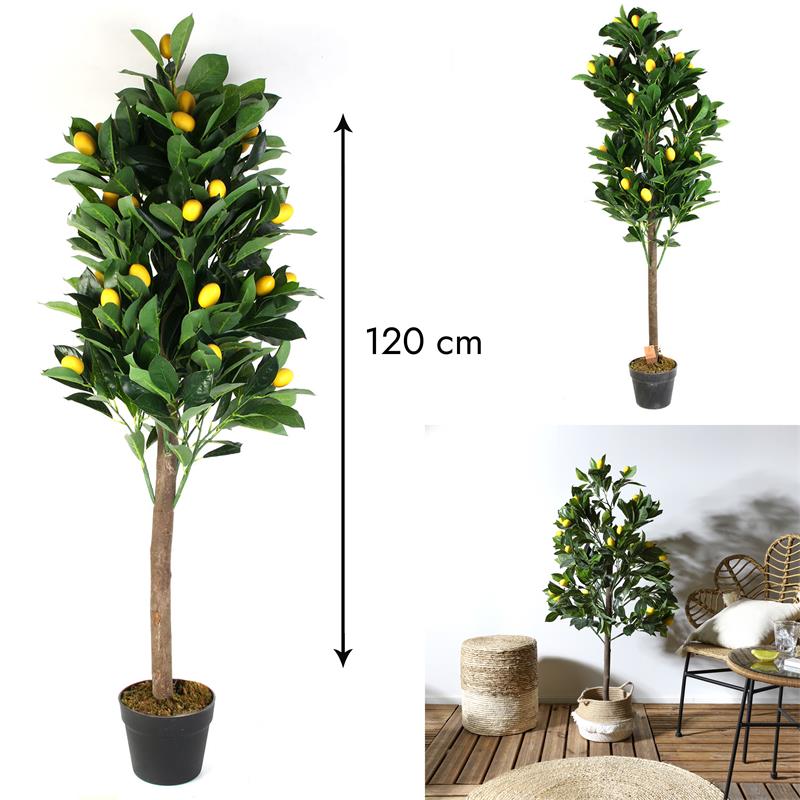 Plante Artificielle - Home Deco Factory - Citronnier - Vert Et Jaune - 4