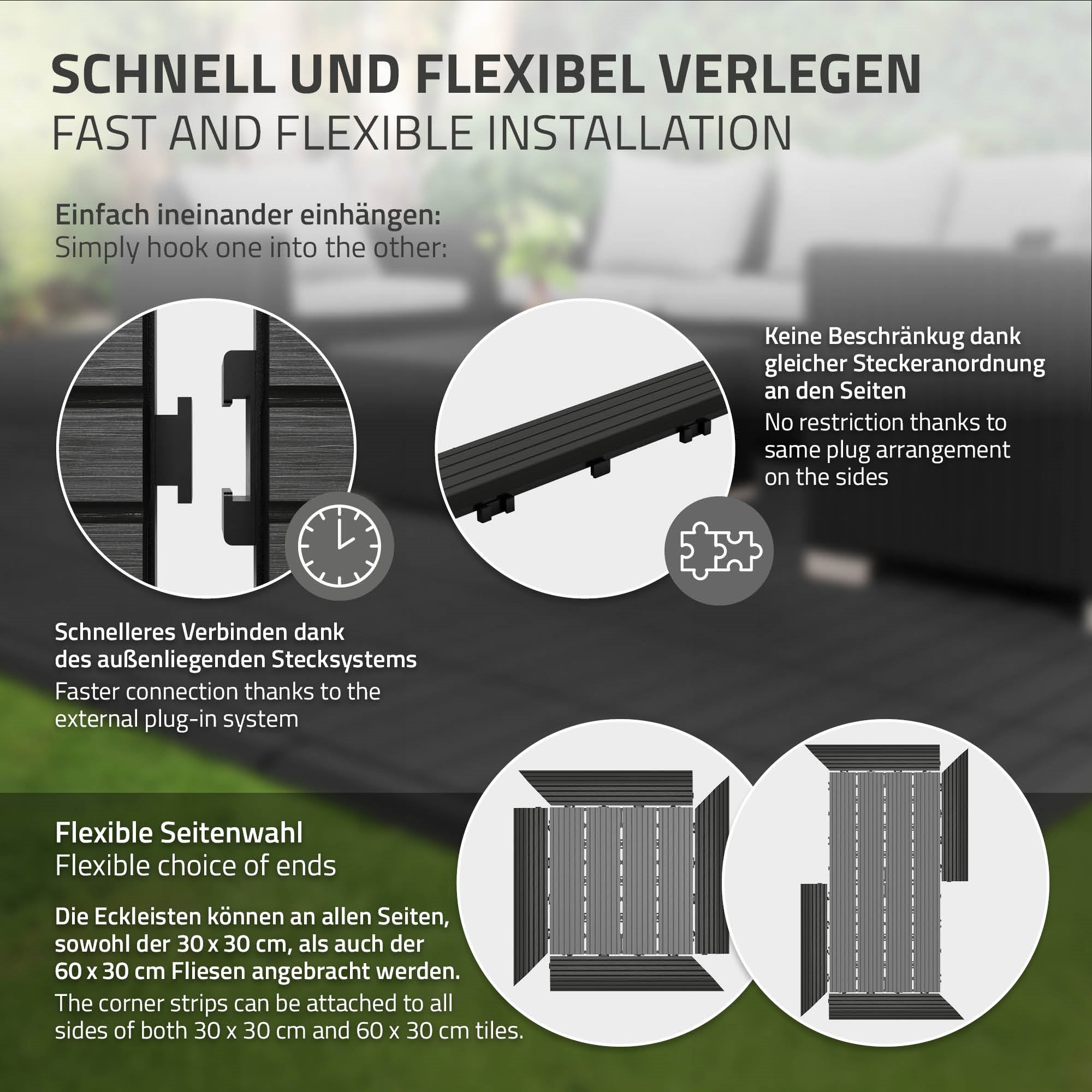 ML-Design listwa narożna prawo wpc antracytowy 38x2x7,5 cm profil drewnopodobny ryflowany z odpływem wzmocniona baza system klik obróbka krawędzi - 5