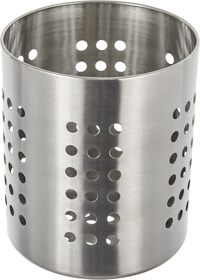 vassoio portaposate in acciaio inox, colore argento, dimensioni 12,5 x 12,5 x 13 cm.