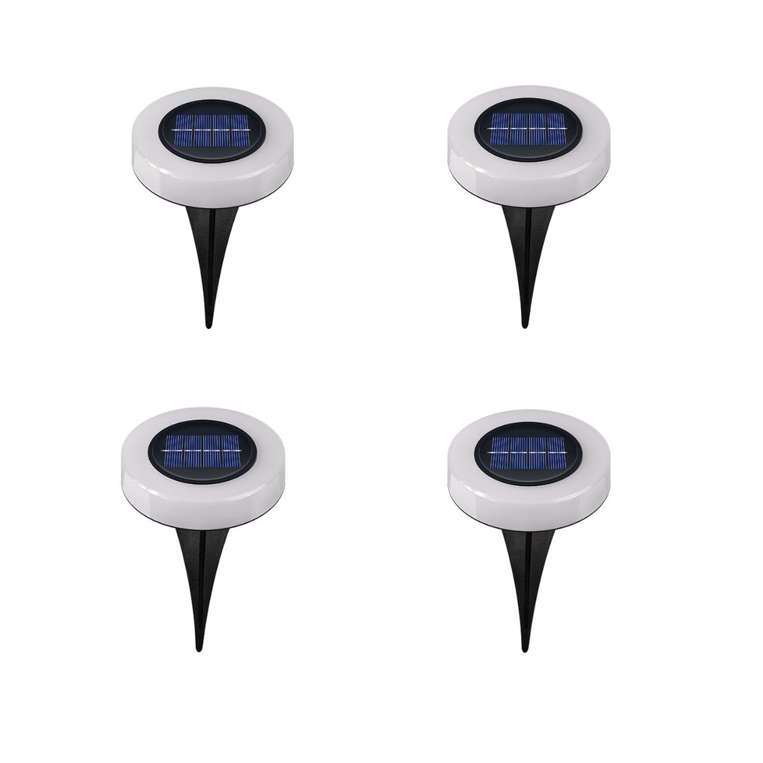 Wodoodporne lampy zewnętrzne do ogrodu i na patio, białe oświetlenie nastrojowe (zestaw 4 szt.), kształt okrągły