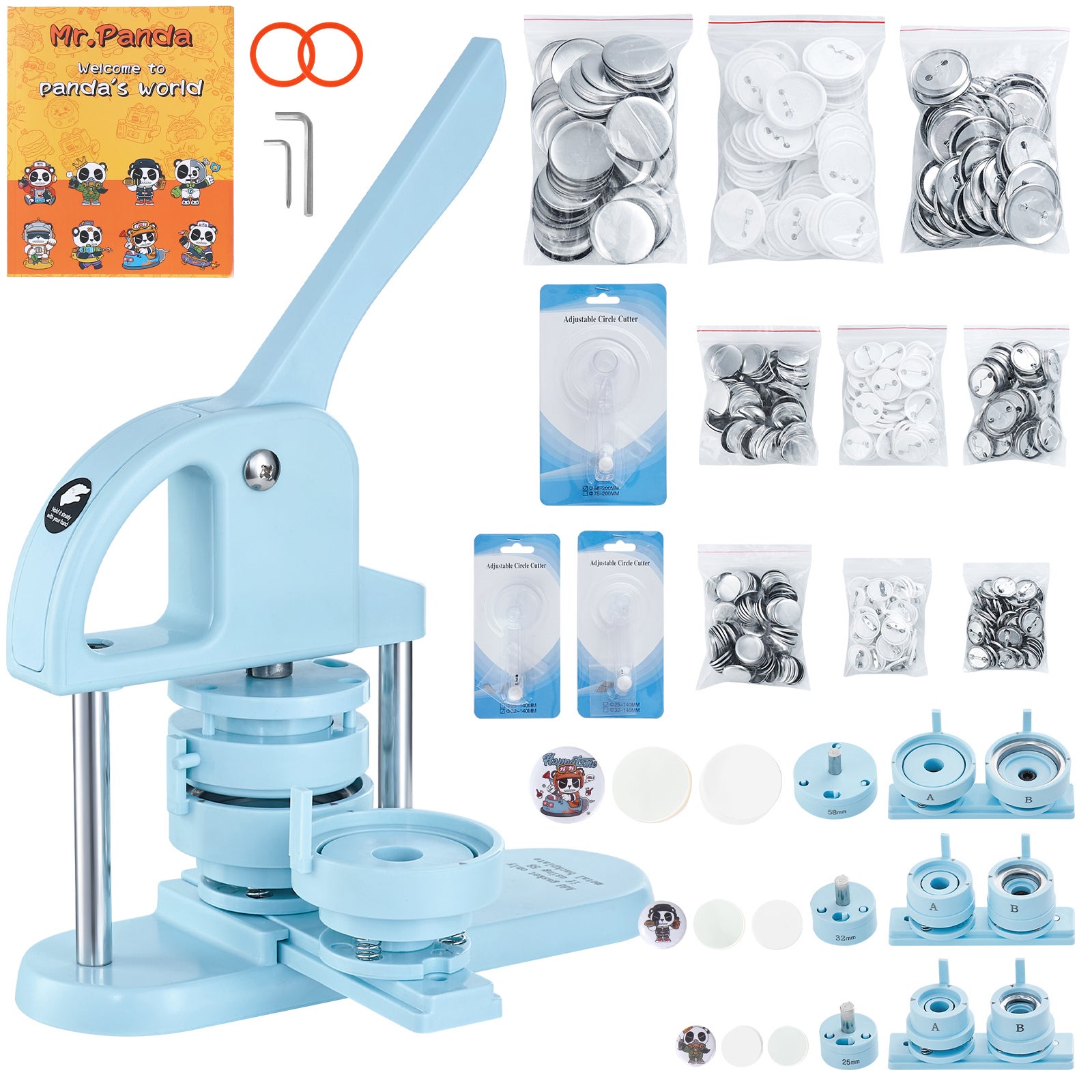 Machine à boutons SucceBuy 3 en 1,25/32/58 mm,300 pièces,presse ...