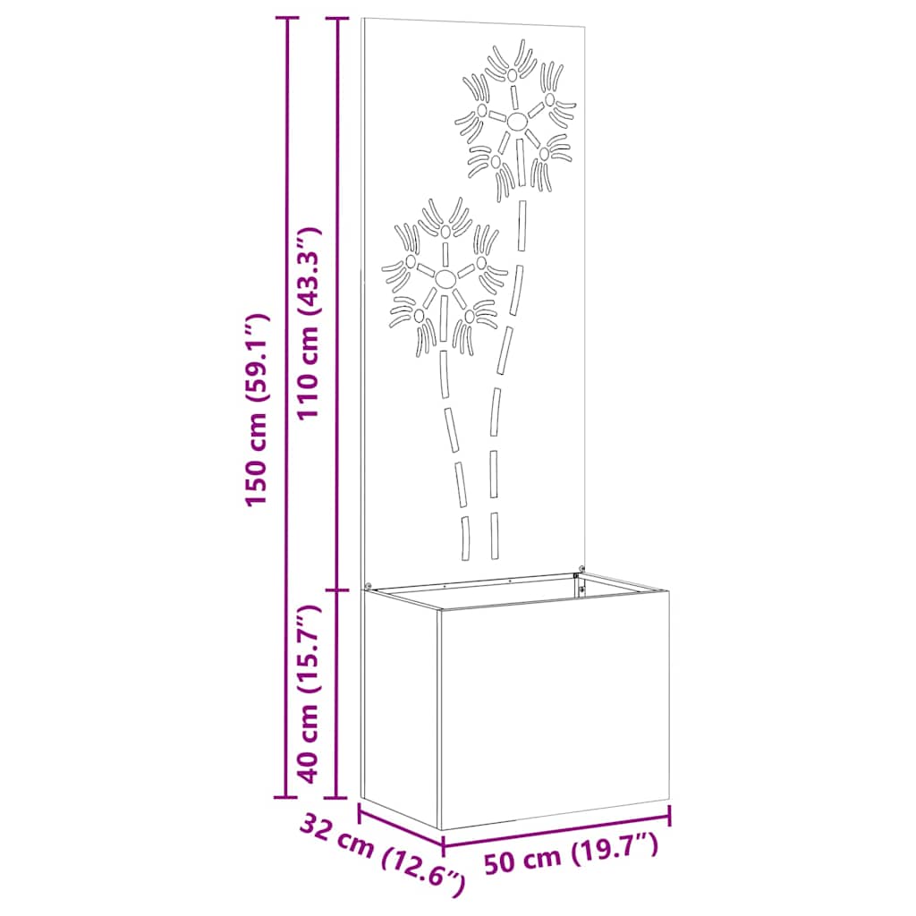 Écran de confidentialité de jardin Floral Noir 50 x 32 x 150 cm vidaXL - 3