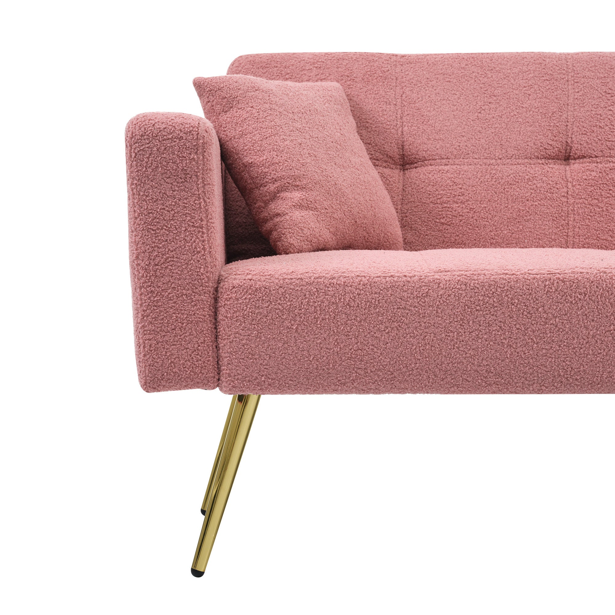 Sofa rozkładana z regulowanym oparciem - 2-osobowa - tkanina French Terry - różowa - 6