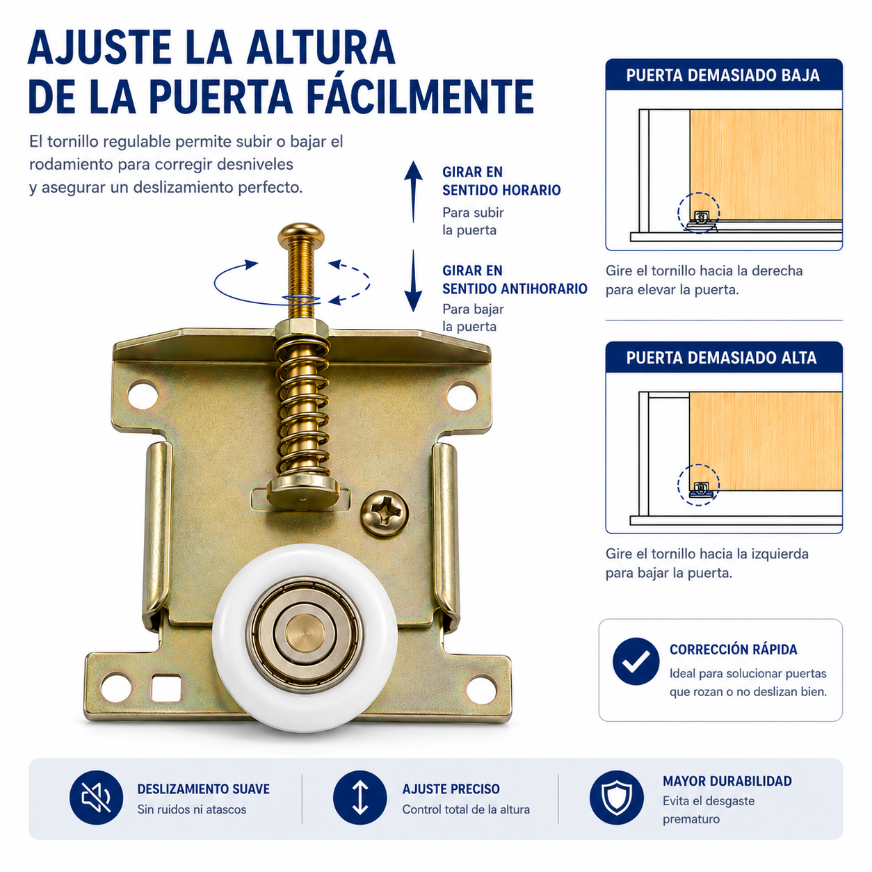 FERPASA® - Rodamiento Puerta Armario Macho 65x73 Pack 2 - 4