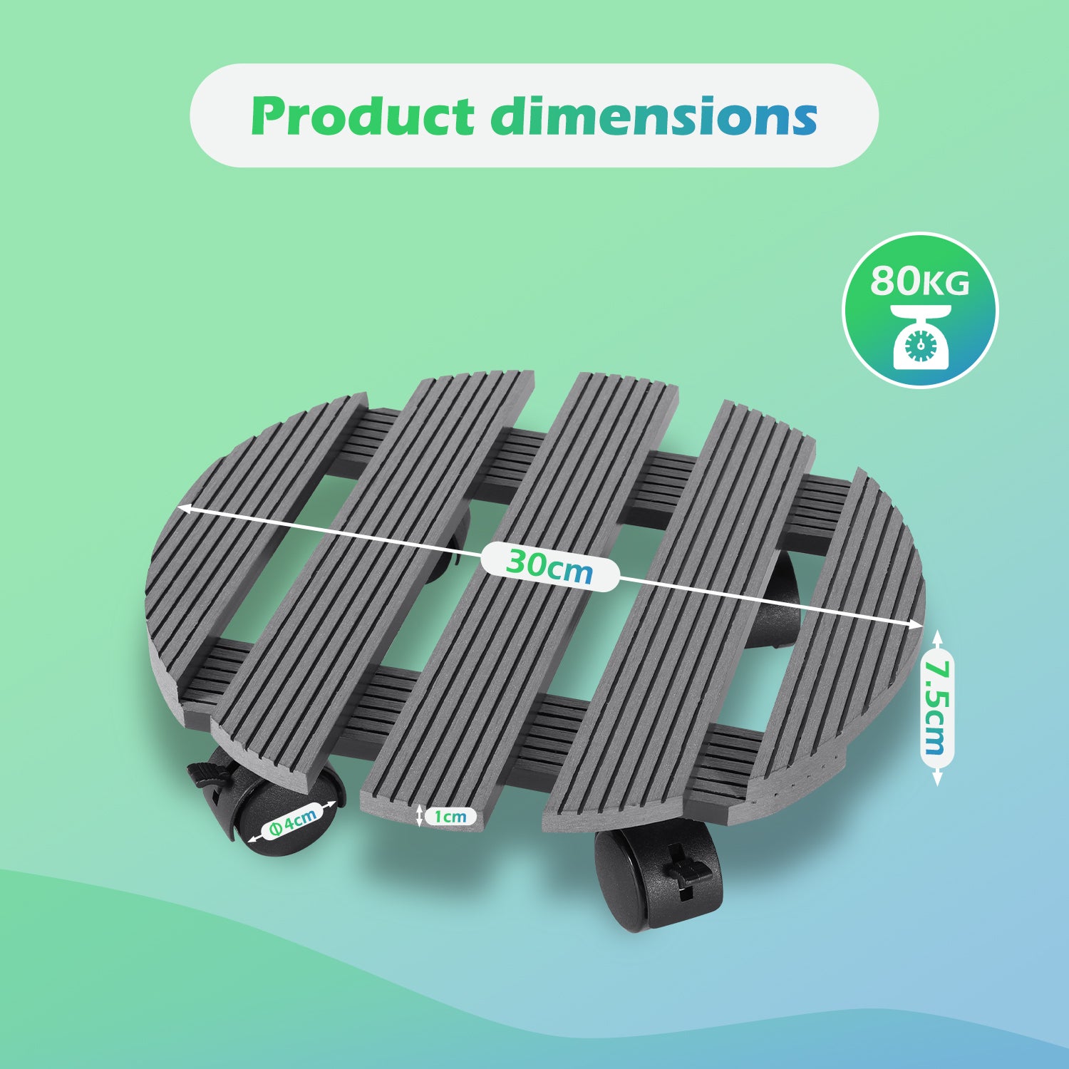 Support De Pot De Fleurs À Roues Rond Support À Roulettes D'Intérieur