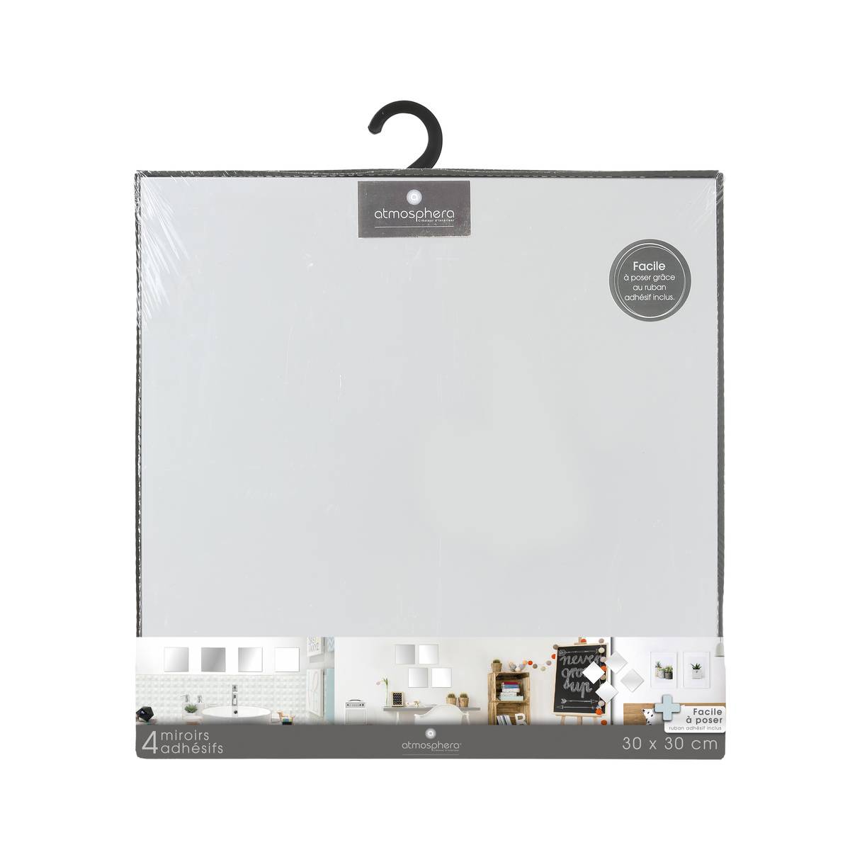 Lot de 4 miroirs carrés adhésifs 30x30 - 5five - 7