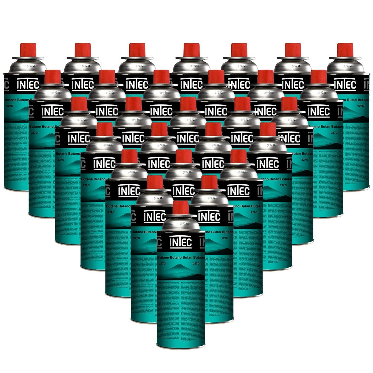INTEC - Pack De 8 Cartouches De Gaz Butane 227g | Pour Réchaud, Désherbeur, Camping | Connexion Encliquetable
