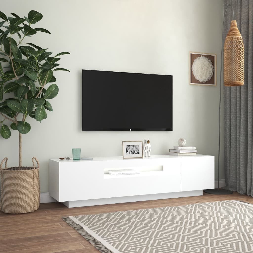 vidaXL Móvel de TV com luzes LED 160x35x40 cm branco - 4