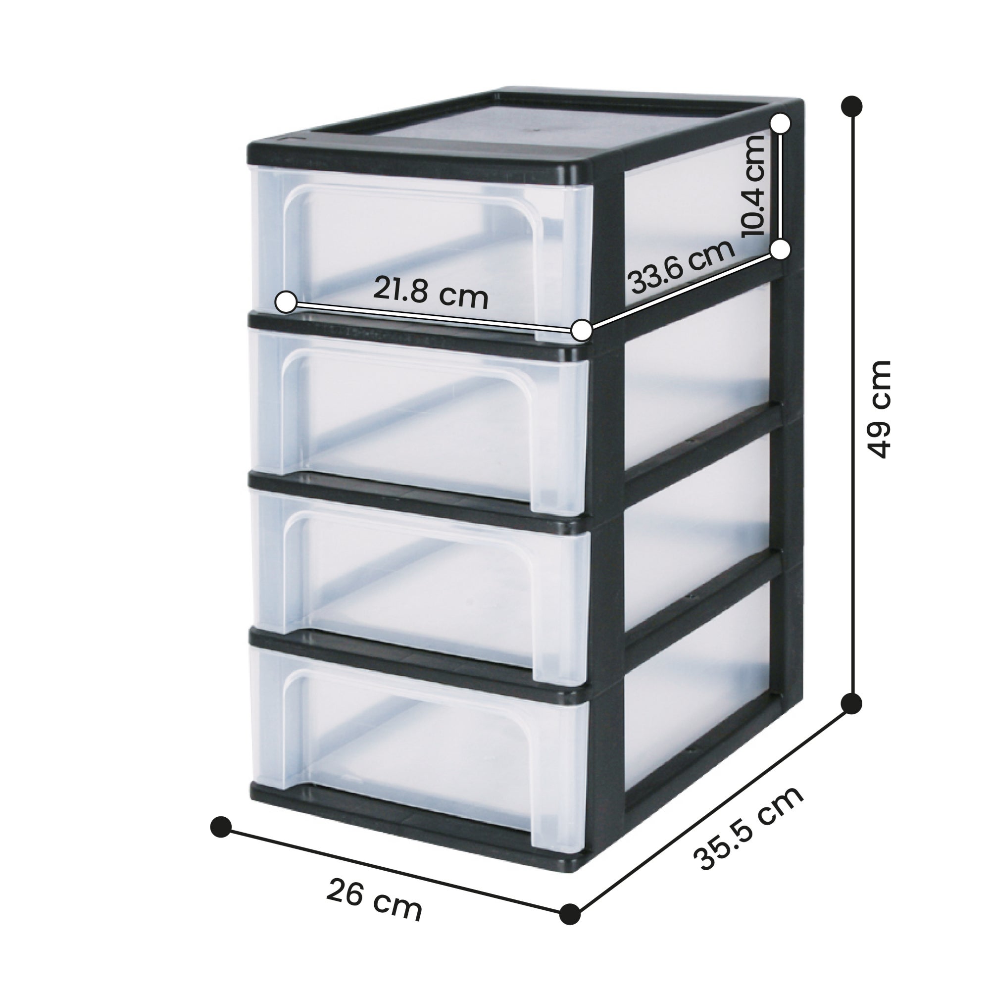 Tour Rangement Iris Ohyama 3 Tiroirs - Format A4/A5/A6 - Noir Sans BPA