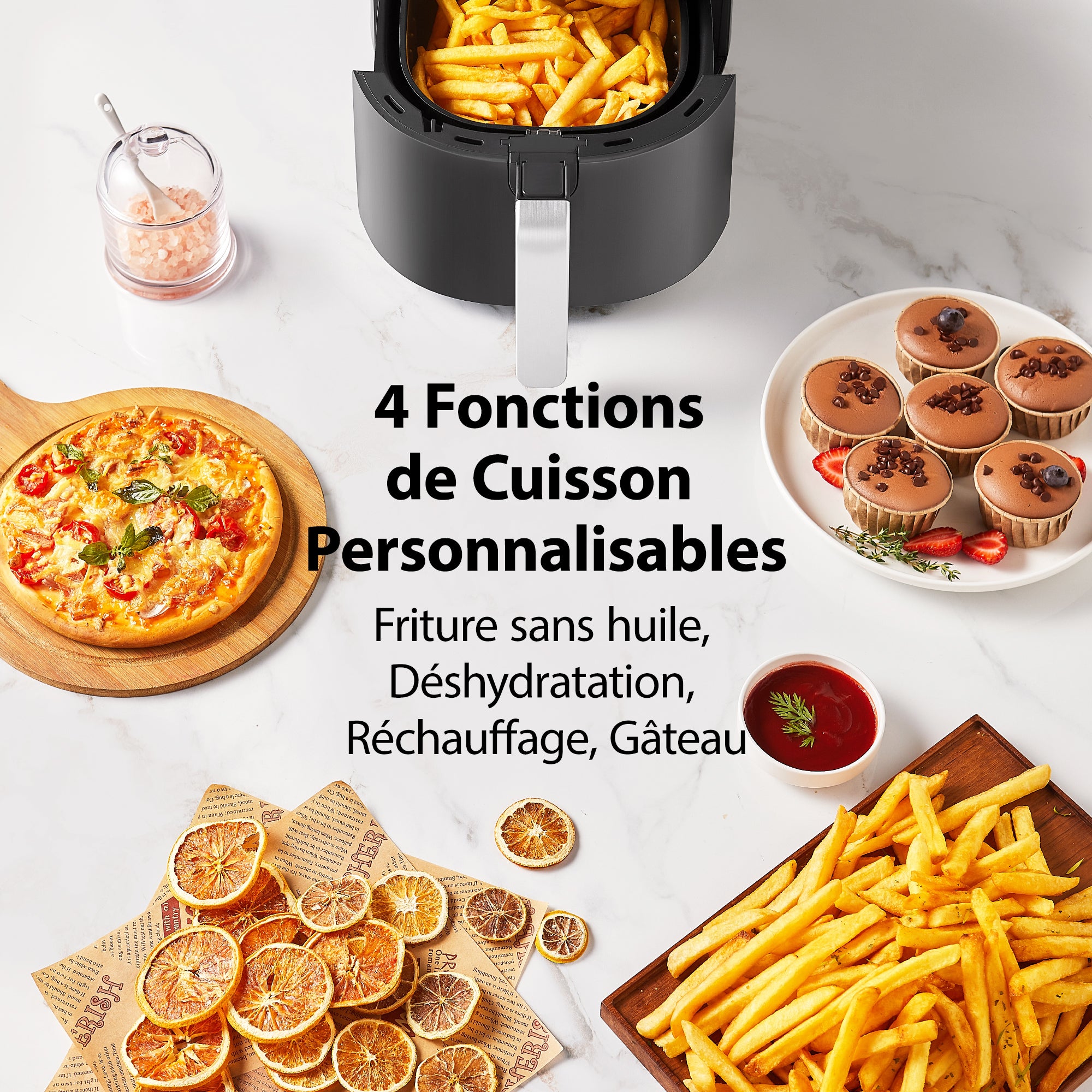 Friteuse sans huile TOSHIBA AirFryer Capacité 5,2L - 8 menus prédéfinis et fonction - 1550W - 8