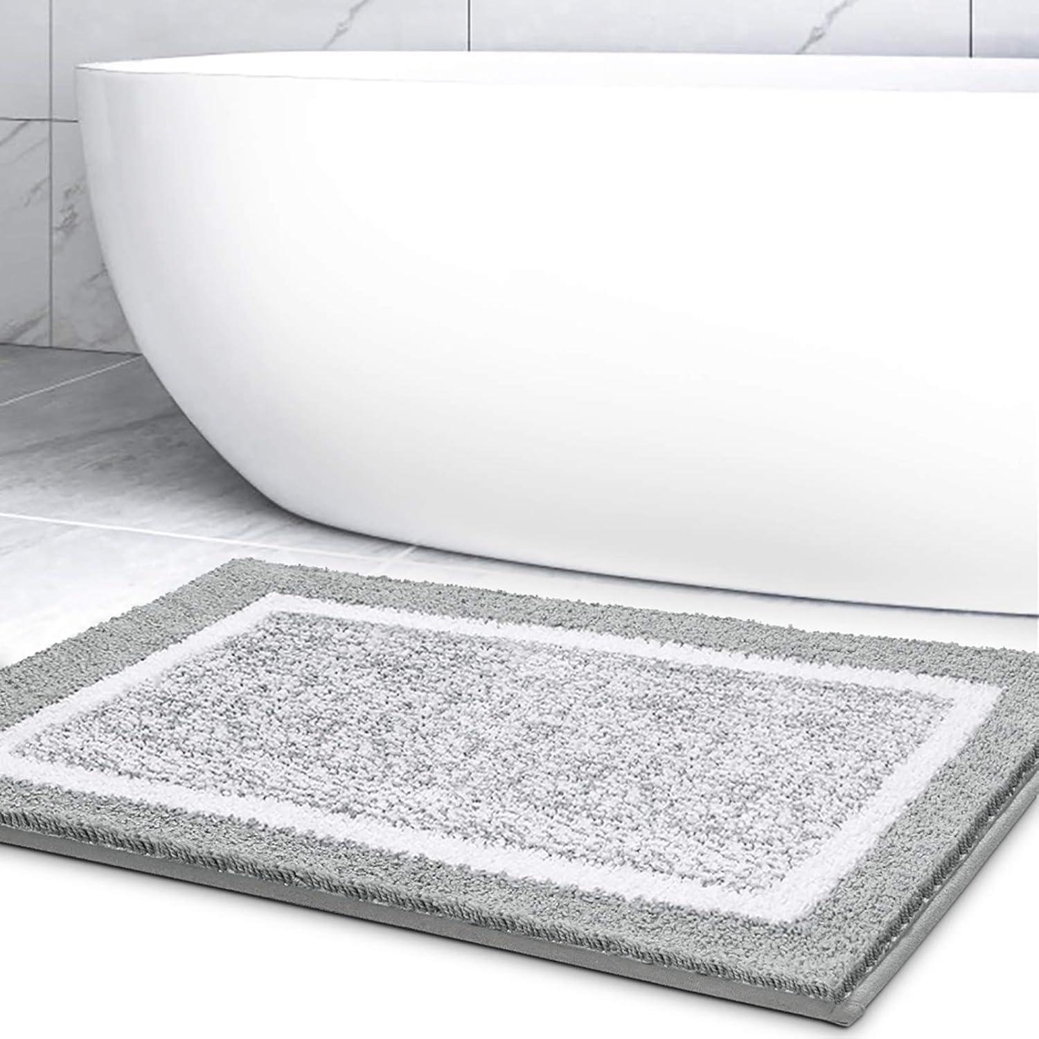Antypoślizgowa, nadająca się do prania w pralce, chłonna i miękka mata łazienkowa do łazienki i kuchni - szara 40 x 60 cm