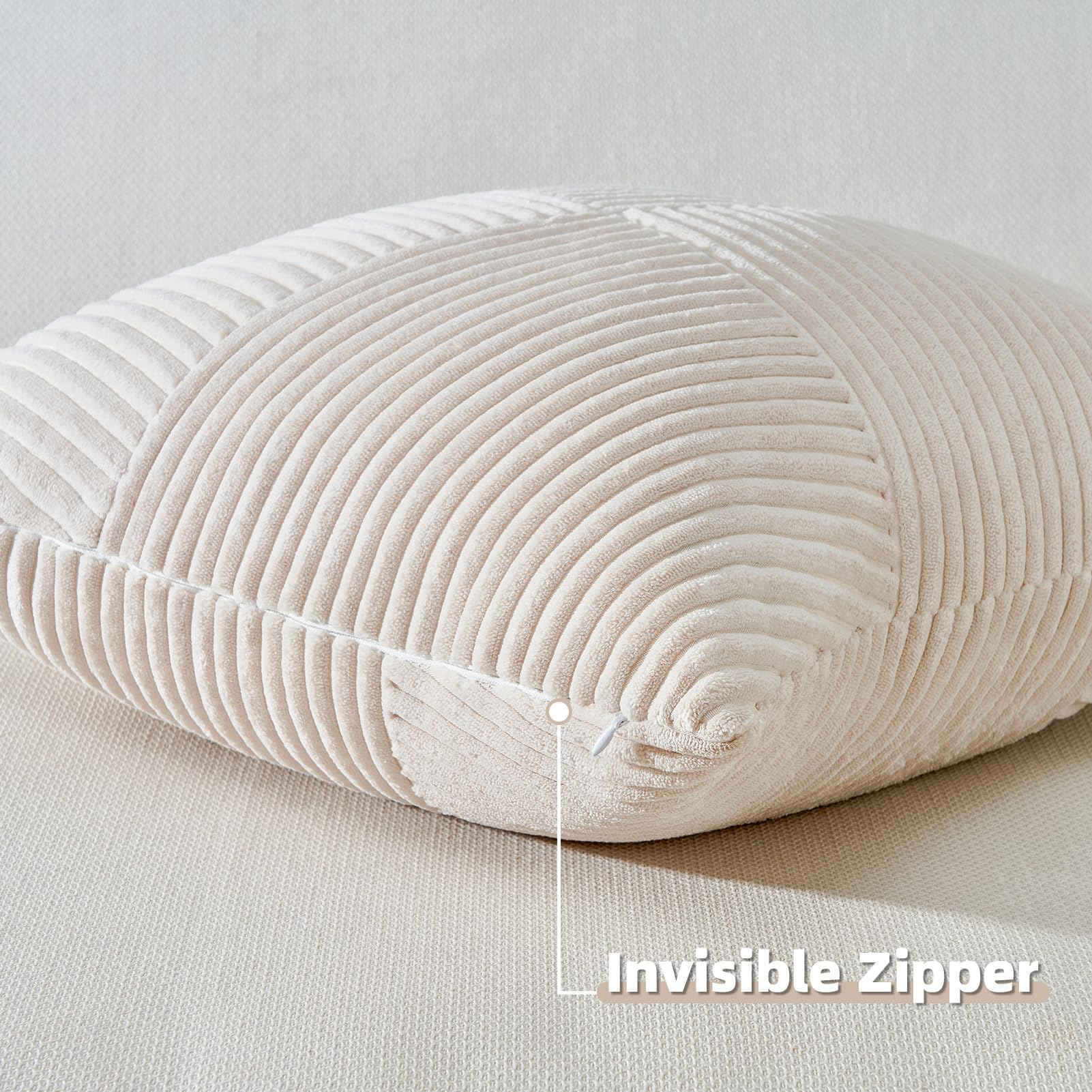 2 pièces 45X45CM housses de coussin de style bohème, housses de coussin en velours côtelé avec fermeture éclair cachée, marron adaptées au canapé - 2