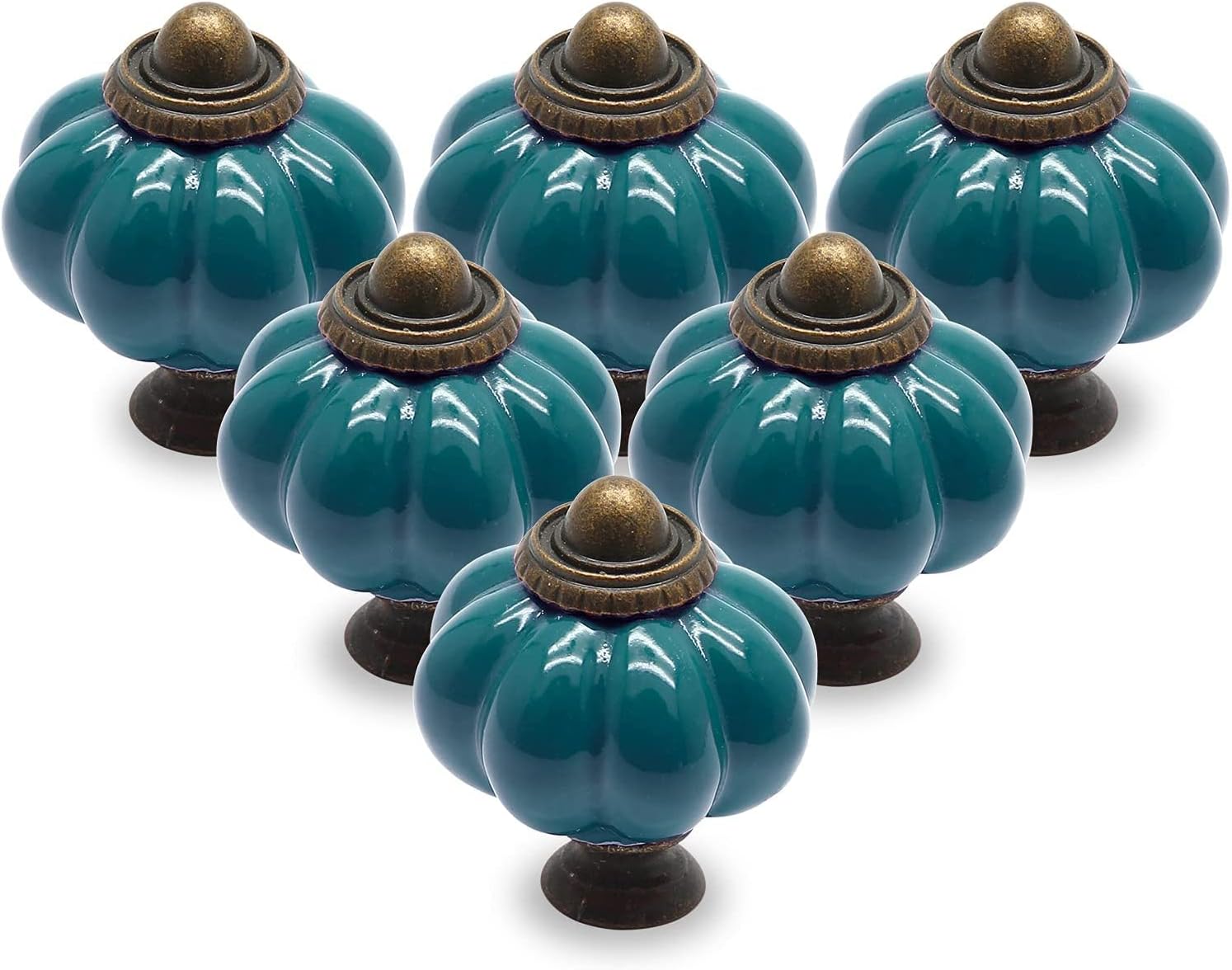 Zestaw 12 ceramicznych klamek do drzwi, turkusowych uchwytów do szuflad, ceramicznych uchwytów w kształcie dyni, zabytkowych uchwytów do szafek ze śr