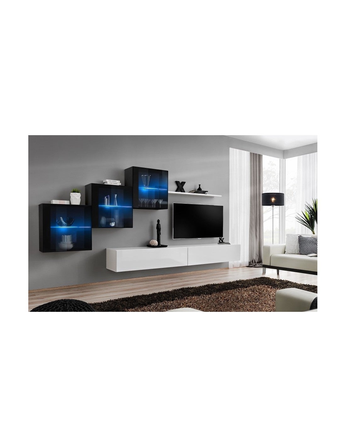 Ensemble meubles de salon SWITCH XX design, coloris blanc et noir ...