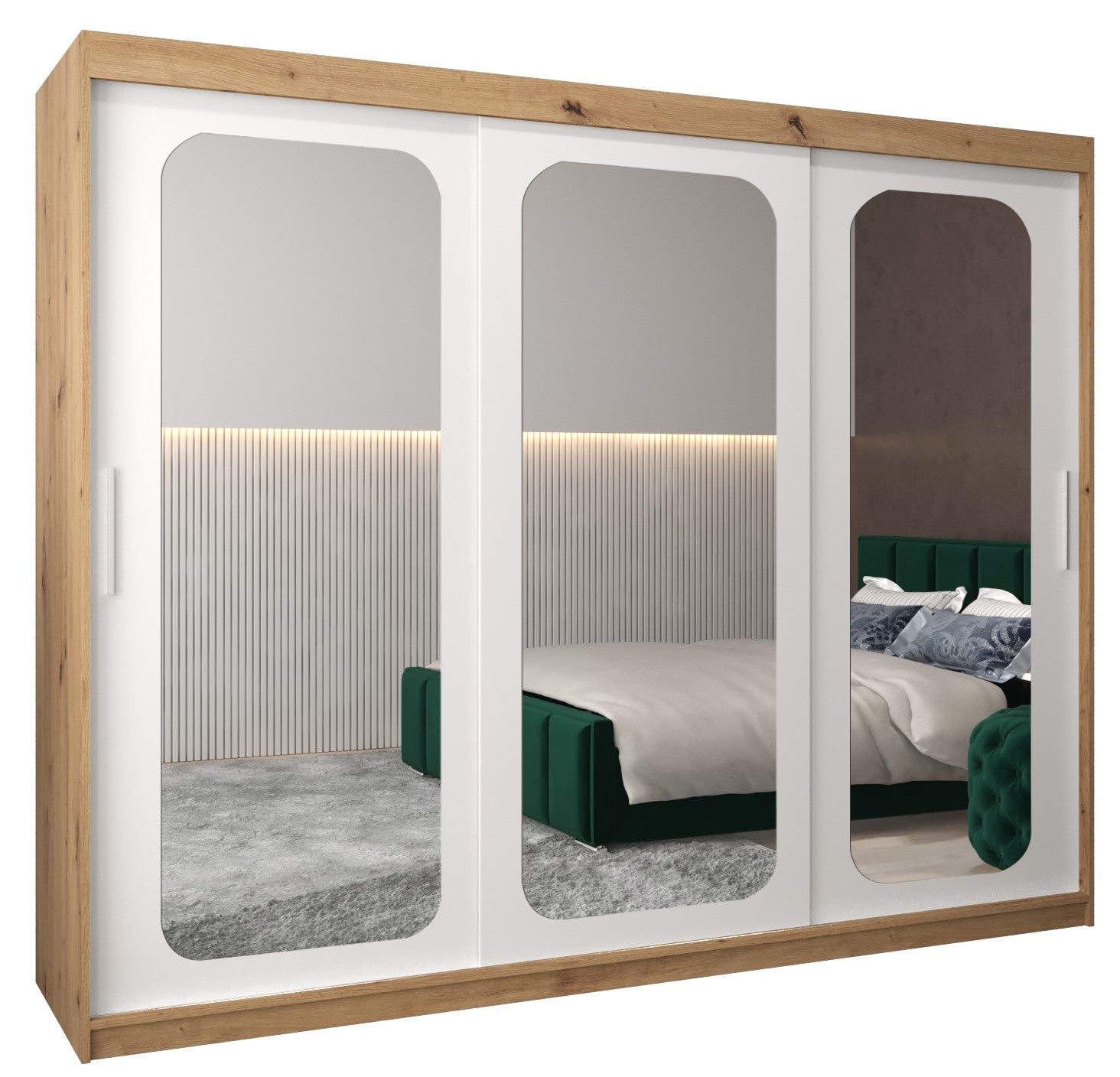 Szafa przesuwna garderoba PROMO T3 250 x 62 x 200 cm Artisan + Biały - Abiks Meble