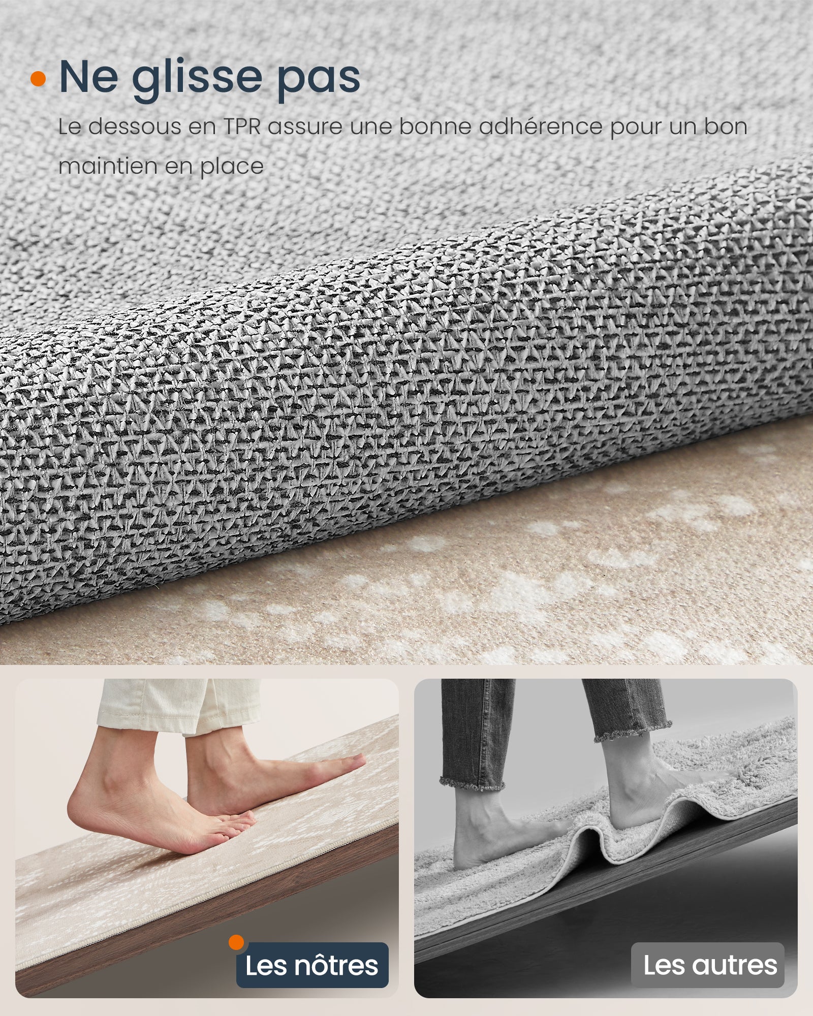 Tapis Décoratif, Tapis de Chambre 160 x 230 cm, Tapis de Salon, Tapis antidérapant, pour Salon, Lavable en Machine, Style Bohème, Beige Cappuccino - 4