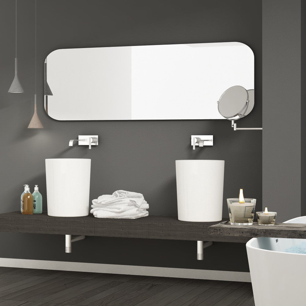Plaque acrylique PMMA effet miroir argent 3 mm - 90 x 70 cm (900 x 700 mm) - Bords arrondis - 4
