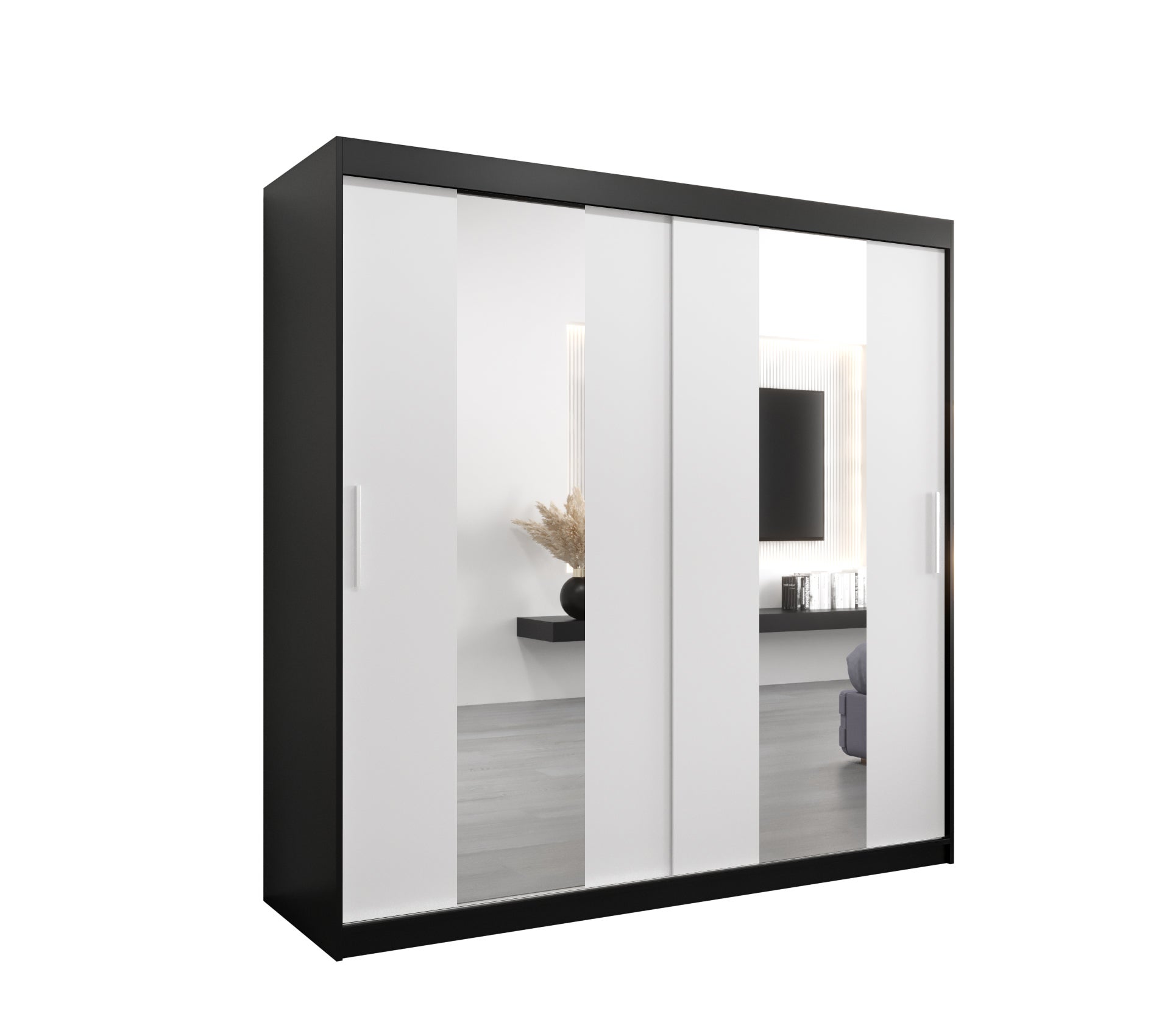 Szafa przesuwna garderoba POLE 200 x 62 x 200 cm Czarny + Biały - Abiks Meble