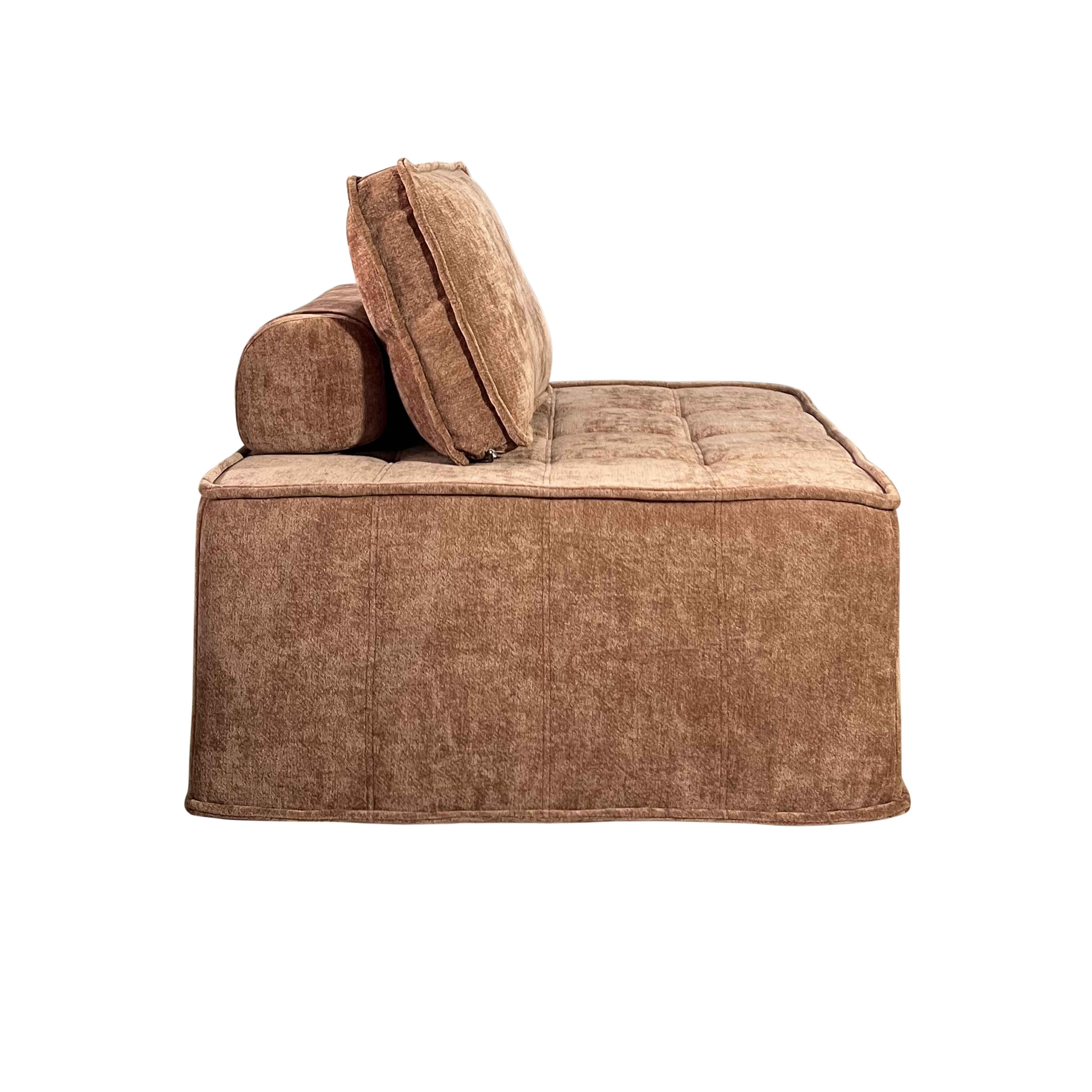 Canapé modulable 3 places en tissu avec coussins terracotta L 255 cm , Tiby - Oviala - 7