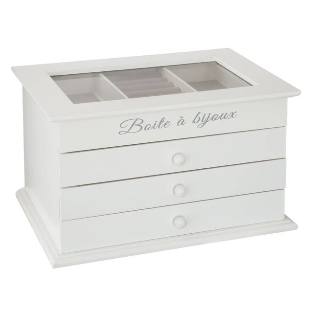 Espositore Portagioie Con Specchio - 3 Livelli Regolabili In Altezza, Organizer Per Collane E Orologi, Bianco