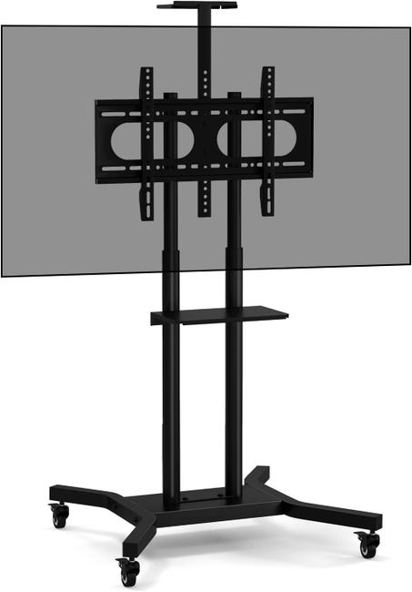 Soporte De TV De Pie KIMEX Con Caballete, Para Pantallas De 45 A 65 Pulgadas, Negro/nogal - Ajuste Sin Herramientas, Diseño Escandinavo