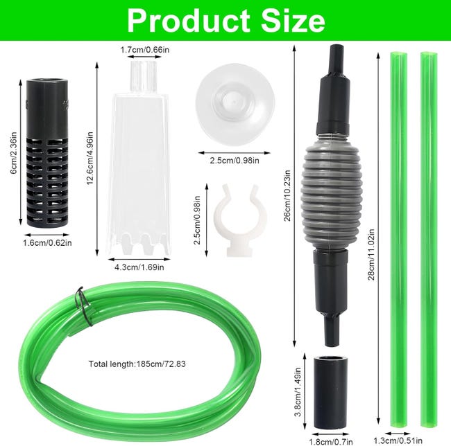 SOUSLOW Aspiraghiaia Regolabile per Acquari, Sifone per Acquari, Cambia Acqua Manuale, Kit di Pulizia per Acquari, per Aspirare Letame, Lavare la Sabbia SOUSLOW Aspiraghiaia Regolabile per Acquari, Sifone per Acquari, Cambia Acqua Manuale, Kit di Pulizia per Acquari, per Aspirare Letame, Lavare la Sabbia