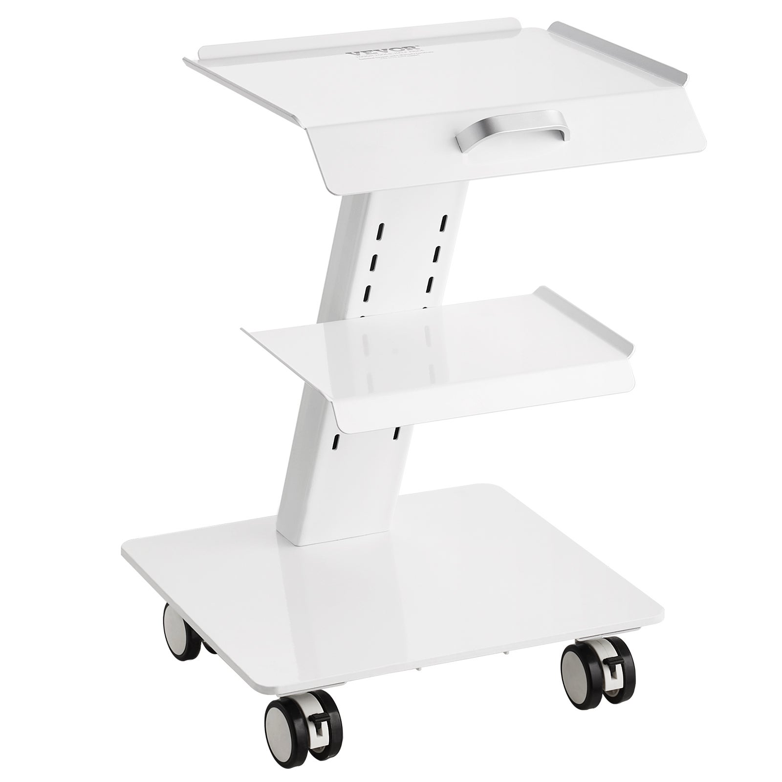 Wózek laboratoryjny, 3-warstwowy wózek laboratoryjny na kółkach, mobilny wózek metalowy na kółkach skrętnych, wózek do serwowania, wózek klinicz VEVOR