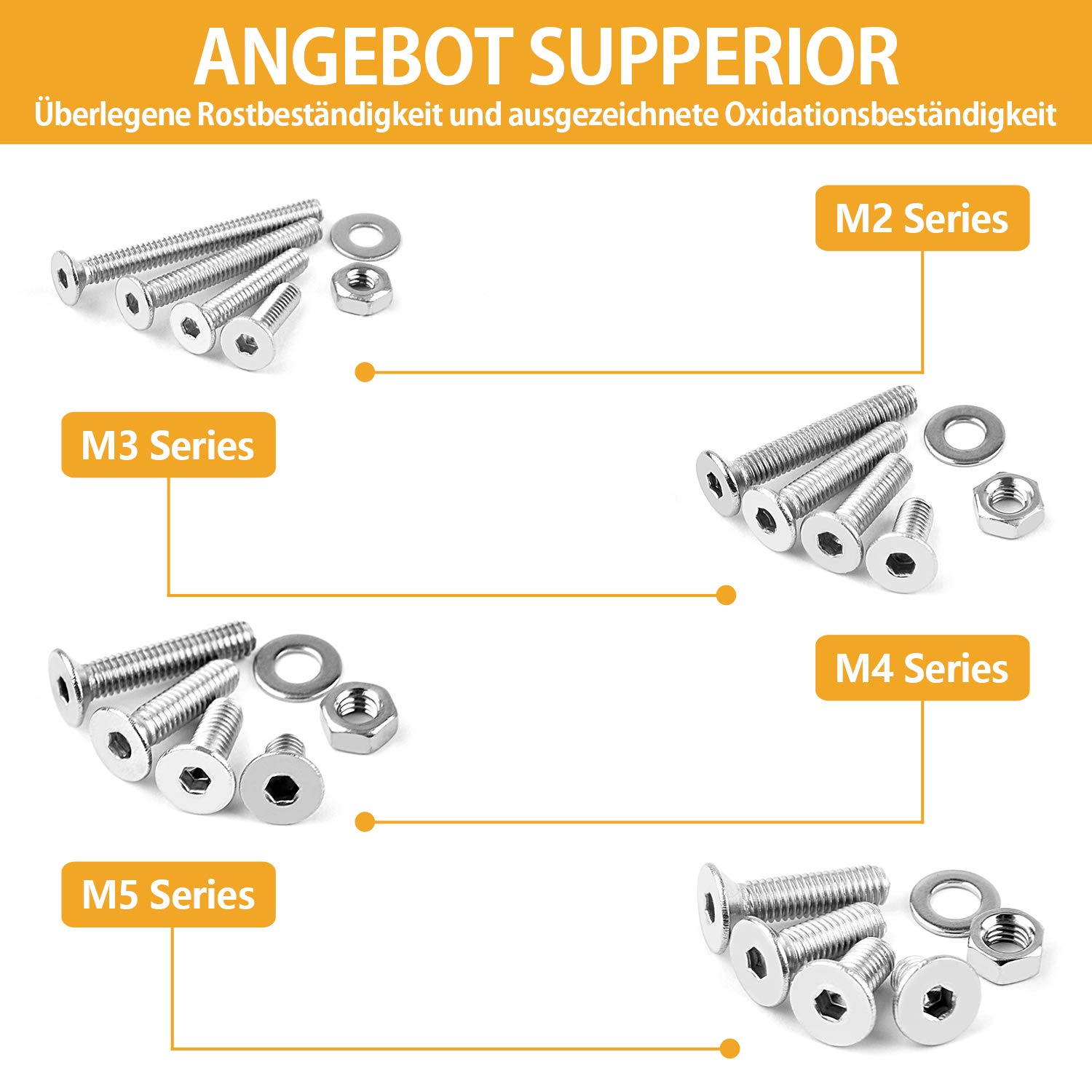Kit assortimento di viti senza testa esagonali M2.5 M3 M4 M5 M6 M8, viti senza testa esagonali in acciaio inossidabile con attacco esagonale interno