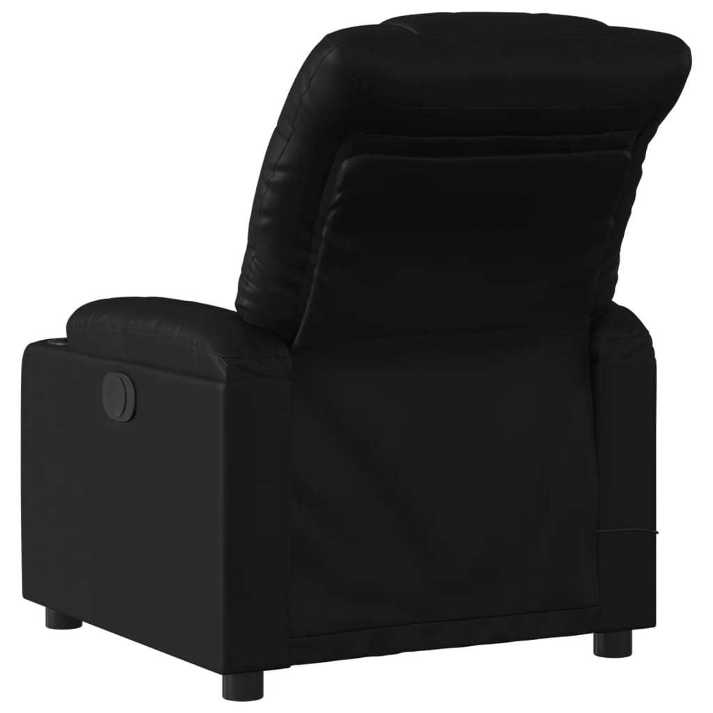 Fauteuil de Salon，Chaise，Fauteuil de massage inclinable noir similicuir - 4