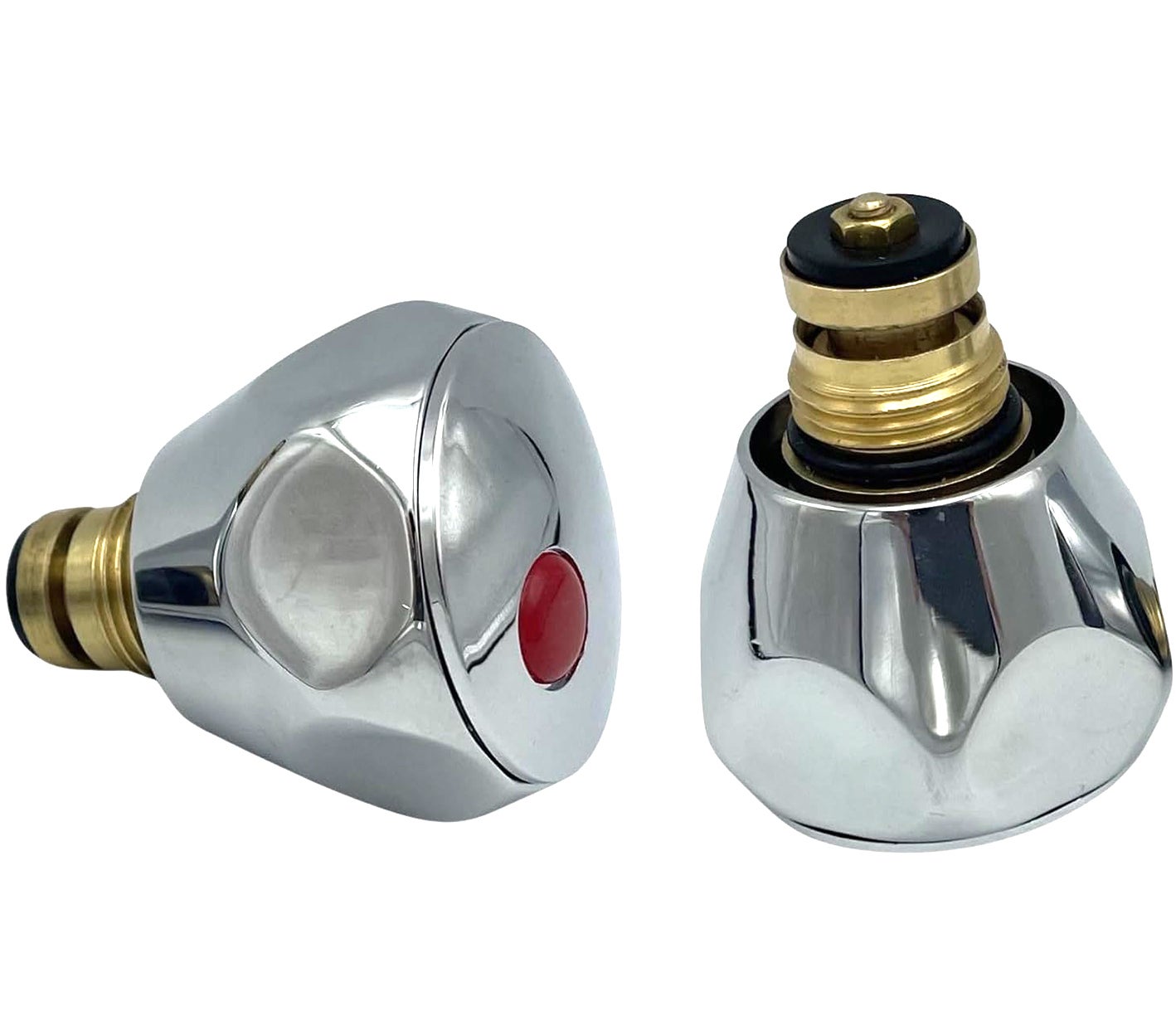 Tête de robinet, cartouche et croisillon, 1/2'' Kit de rénovation de robinet d’eau chaude et froide en métal chromé rouge et bleu - Lot de 2 - 3