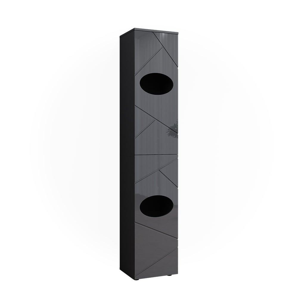 Vicco Linnenkast Maltin, Wit, 30.2 x 189 cm met één deur en twee laden | Wit | Hoge kast