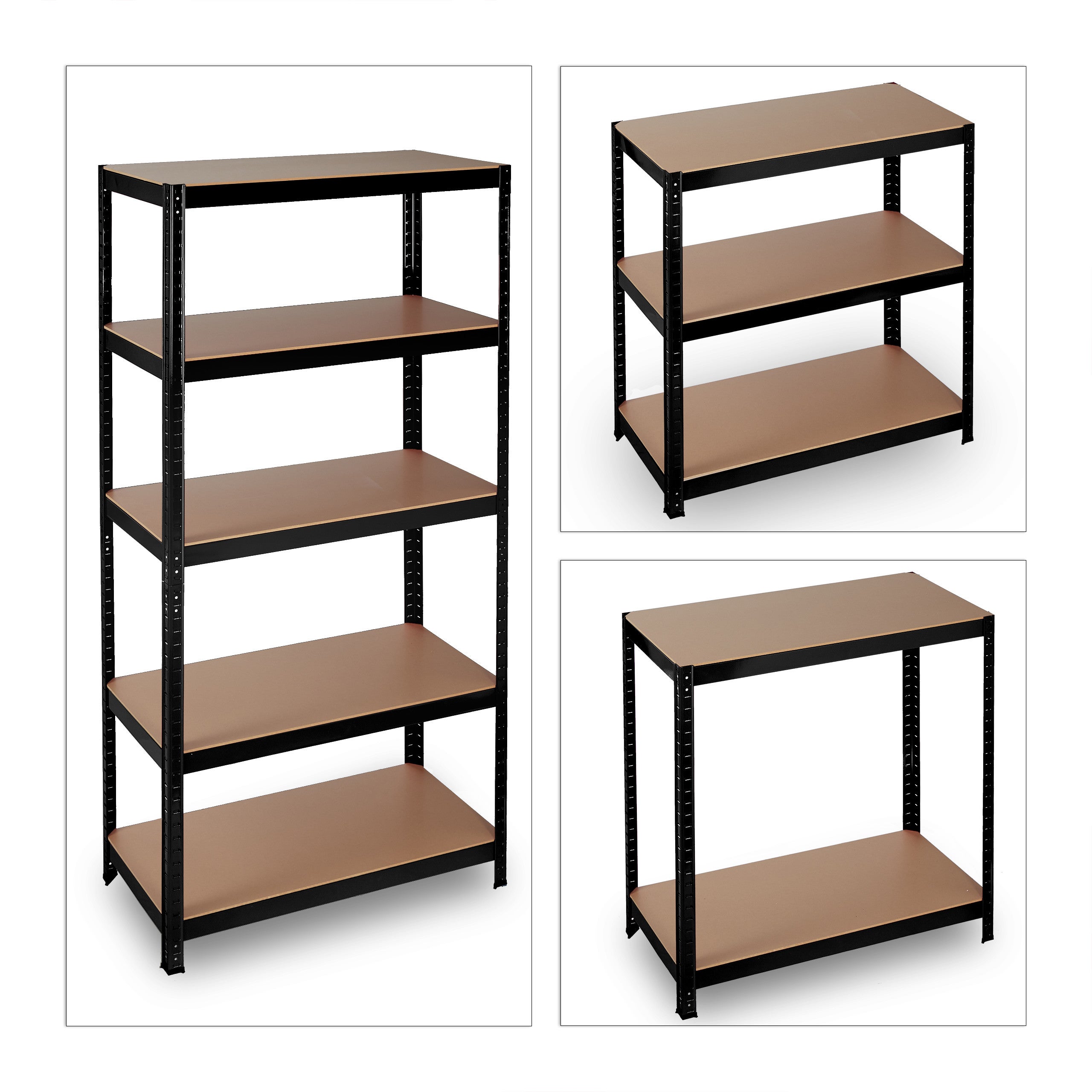 Étagère charge lourde, Meuble 5 étages à clip, Cave charge 875 kg, garage, 180x90x45 cm, acier, noir, Relaxdays - 6