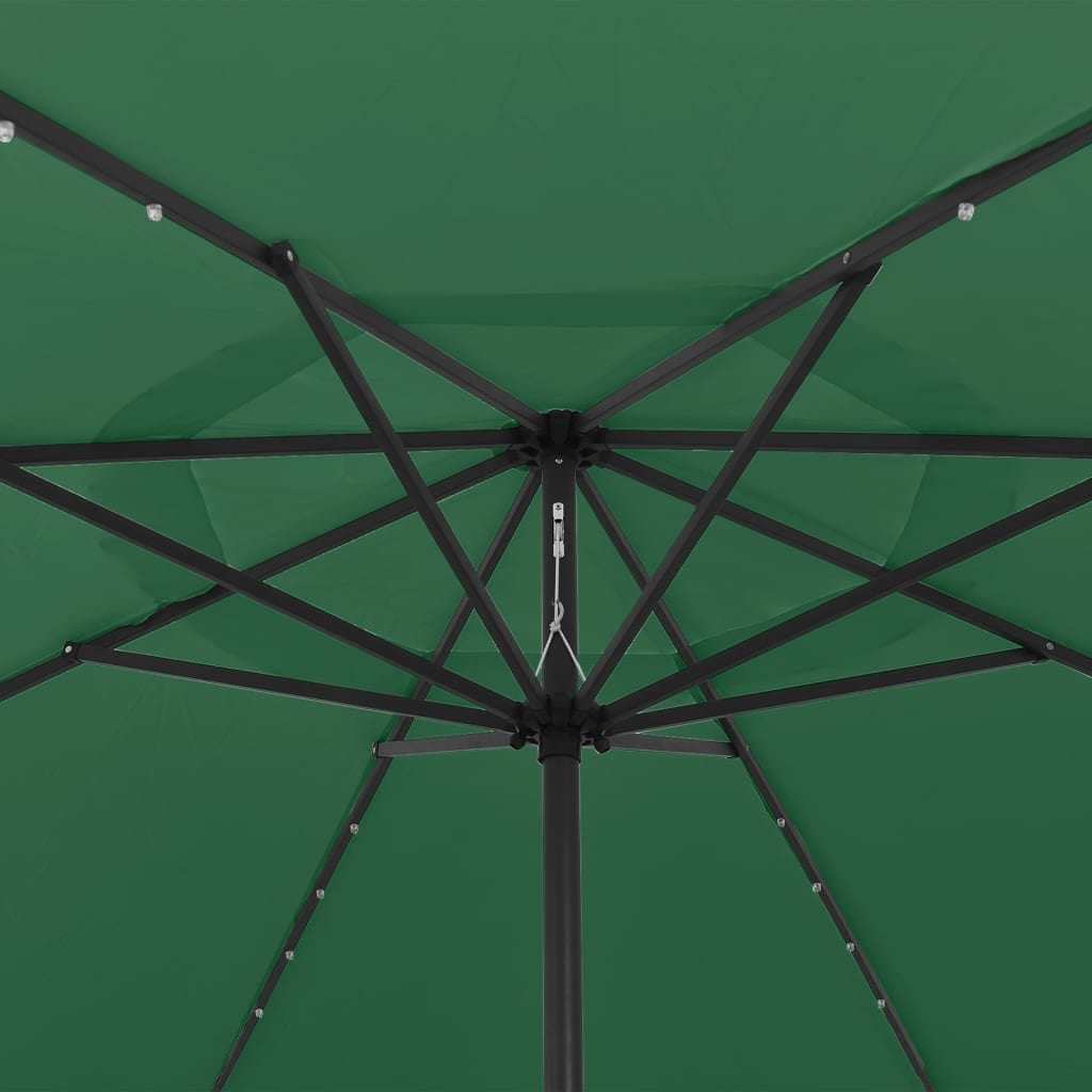 Parasol d'extérieur avec LED et mât en métal 400cm Vert - 2