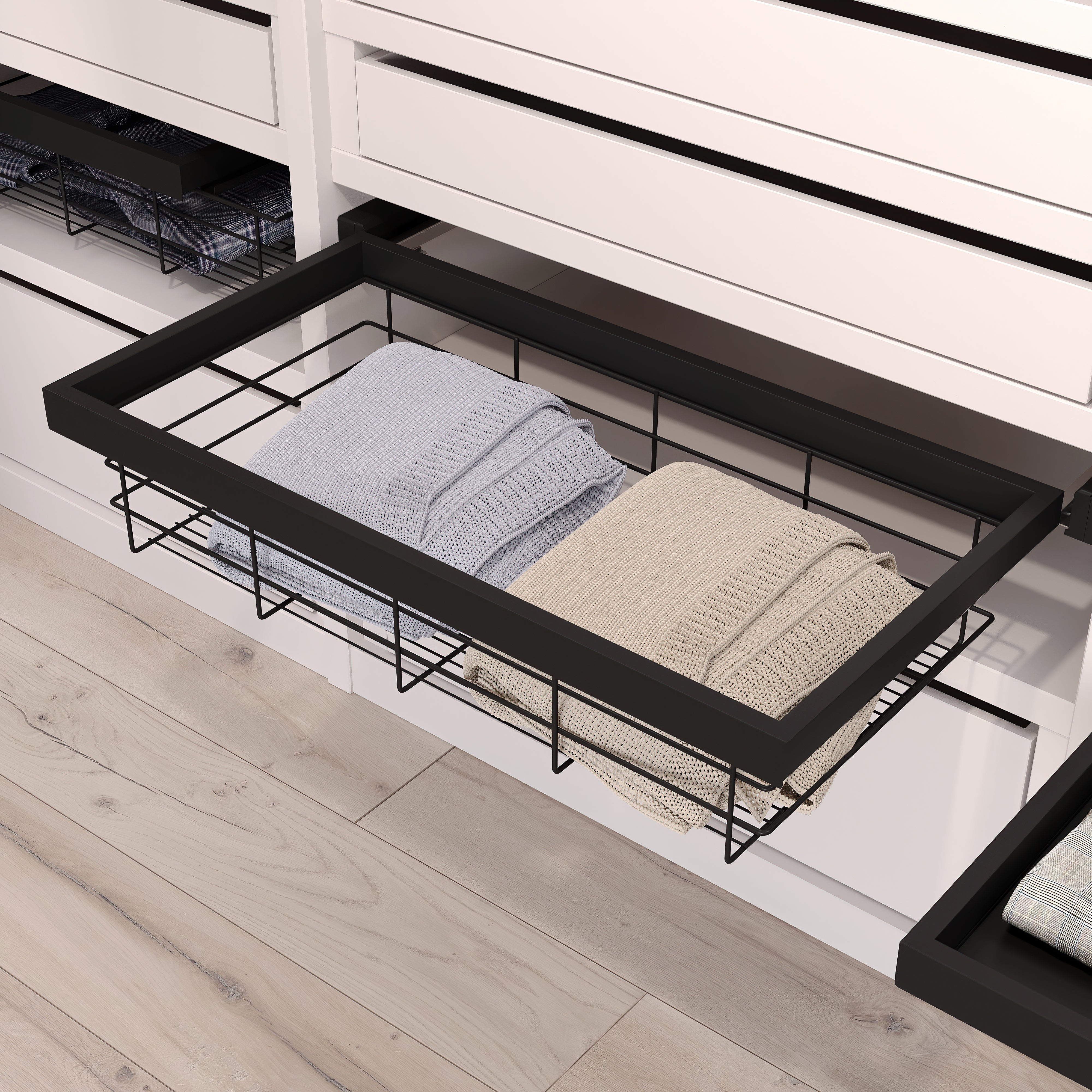 Emuca Tiroir ou panier métallique pour les placards et les commodes Hack, 682 (M80), Peint en noir texturé, Acier, 1 lot de 2 unités - 4