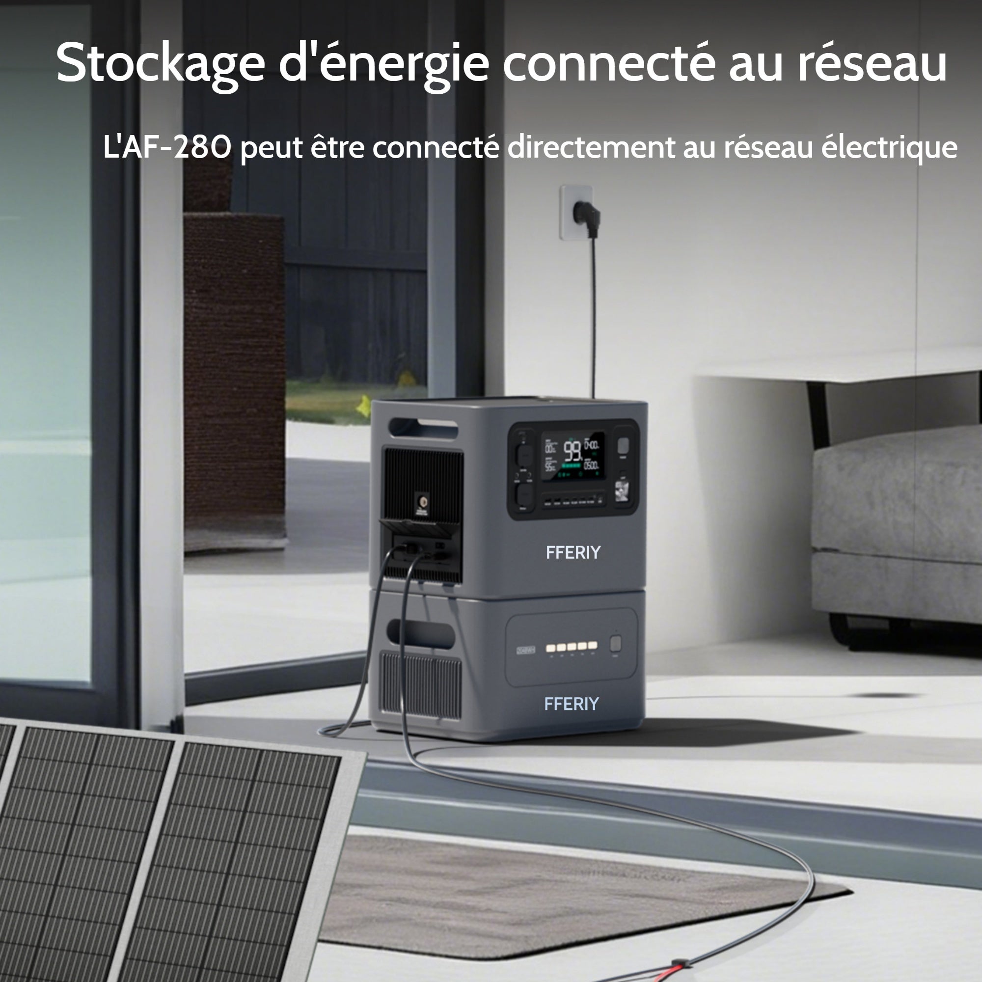 Station électrique portable 2800W 2048Wh extensible 10,24kWh batterie LiFePO4 recharge rapide 1,5h MPPT 1200W UPS App mobile noir - 7