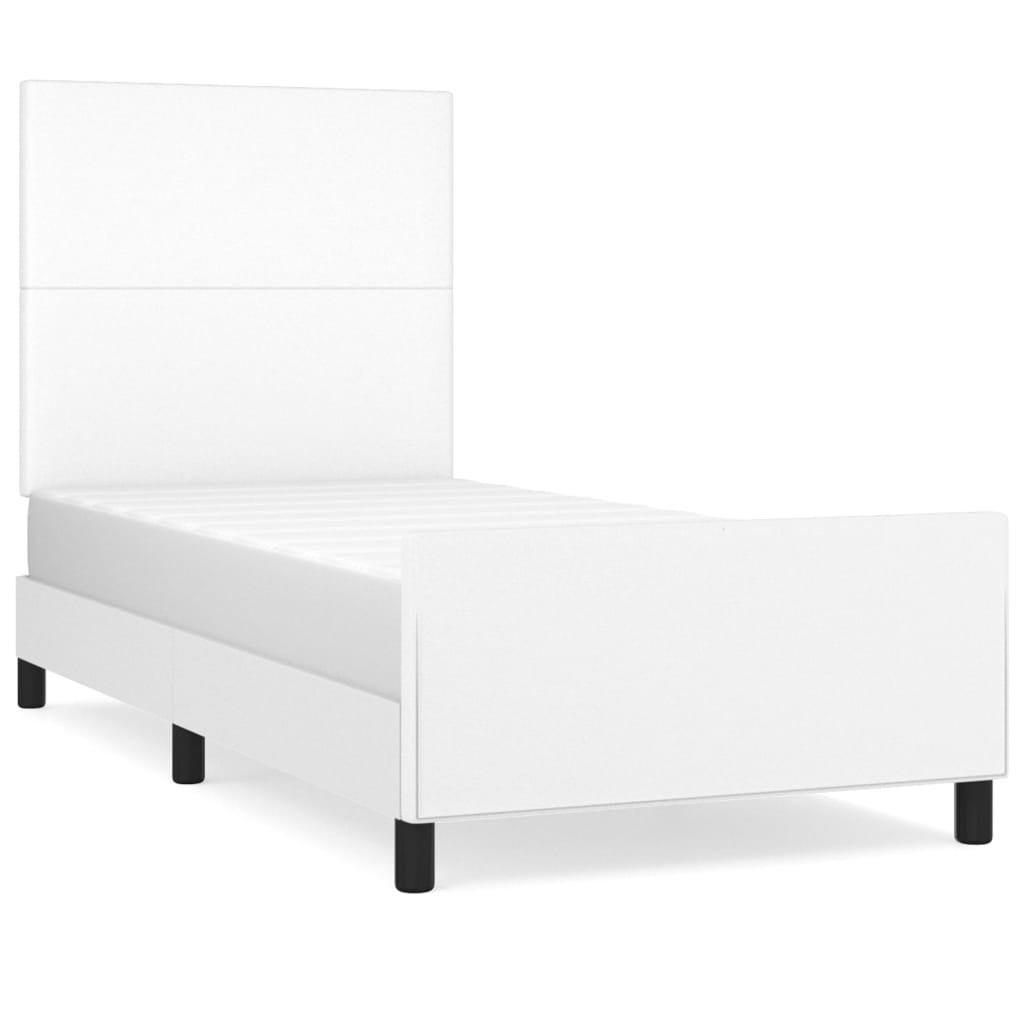 Cadre de lit sans matelas, similicuir blanc, pour la chambre, 90 × 190 cm - 2