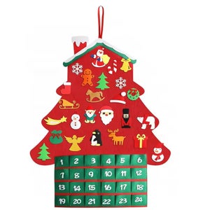 Calendario dell'Avvento a forma di albero di Natale in feltro con tasche, 24 giorni,perfetto per decorazioni natalizie da parete e da porta in interni | Leroy Merlin