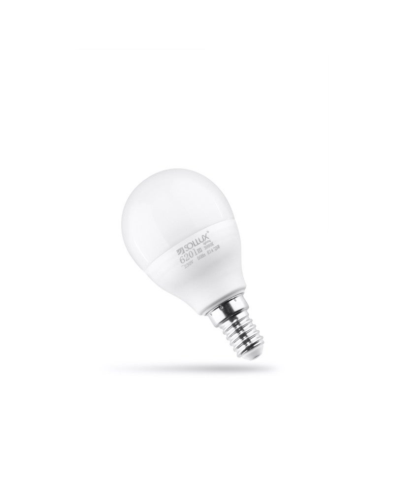 Żarówka LED E14 7.5W kulka mleczna Ciepła biel 3000K 620lm Sollux Lighting