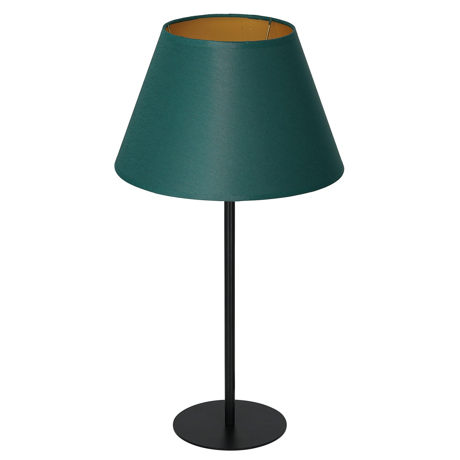 Lampa stołowa czarna 56 cm stożkowy zielony abażur ze złotym wnętrzem Arden 1xE27 15W Luminex
