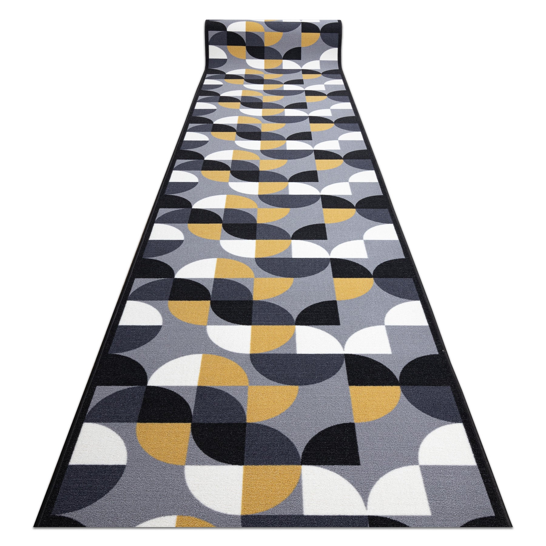 Tapis De Couloir Antidérapant 50x150cm Motif Abstrait Gris Bleu - Lavable Et Personnalisable