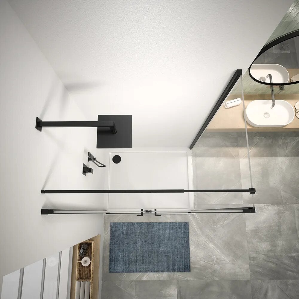 Mampara de ducha 110x70 cm con puerta saloon y panel fijo, perfiles en ...