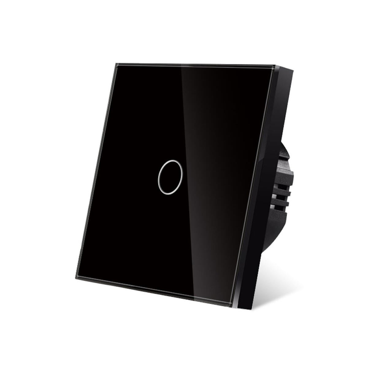 Jednobiegunowy wyłącznik lampy, 1 szt., panel ze szkła hartowanego, podświetlenie LED, 5-300 W, zasilanie sieciowe, kolor czarny.
