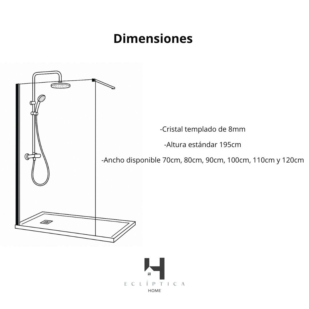 Mampara de Ducha Fija 90x200 cm Negro Mate con Cristal Templado 8 mm y Tratamiento Antical para Baños Modernos - 8