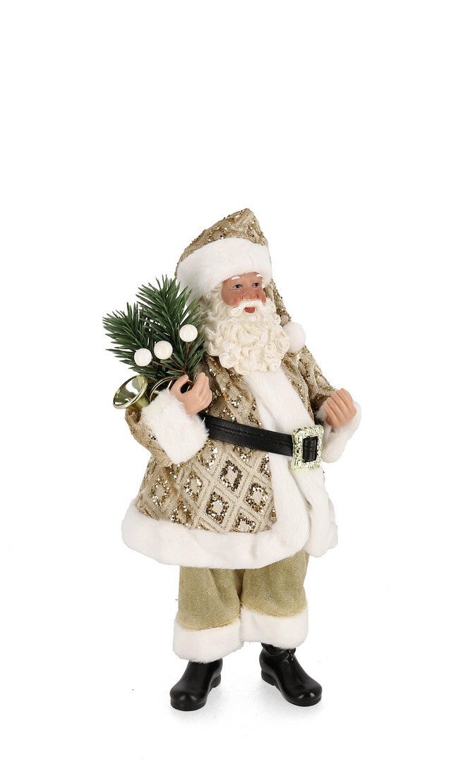 Babbo Natale in poliestere e metallo "JAXON" Champagne 28cm