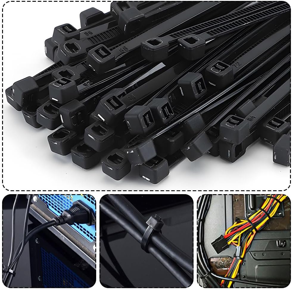 (100 pezzi per confezione) Fascette fermacavi in ​​plastica nera da 2,5 x 100 mm, fascette fermacavi in ​​nylon regolabili e autobloccanti - 3