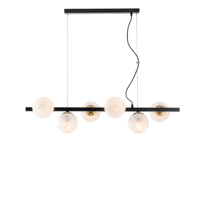 Lampa wisząca Adrian z czarnego lakierowanego i brązowionego żelaza, 6 lamp, dł. 101 x 30, BL278-6-NR