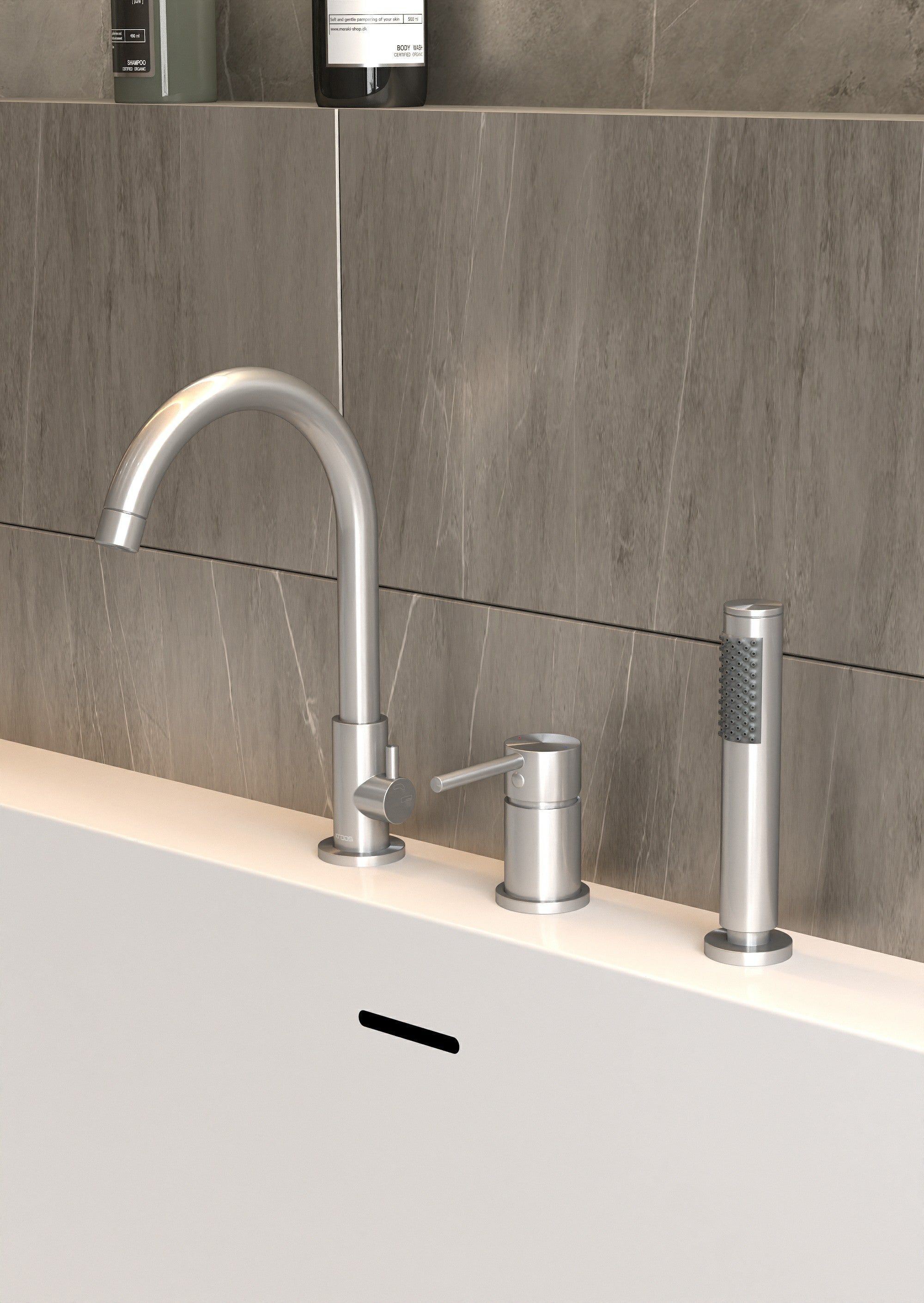 Robinet D'évier De Salle De Bain Large En Nickel Brossé Double