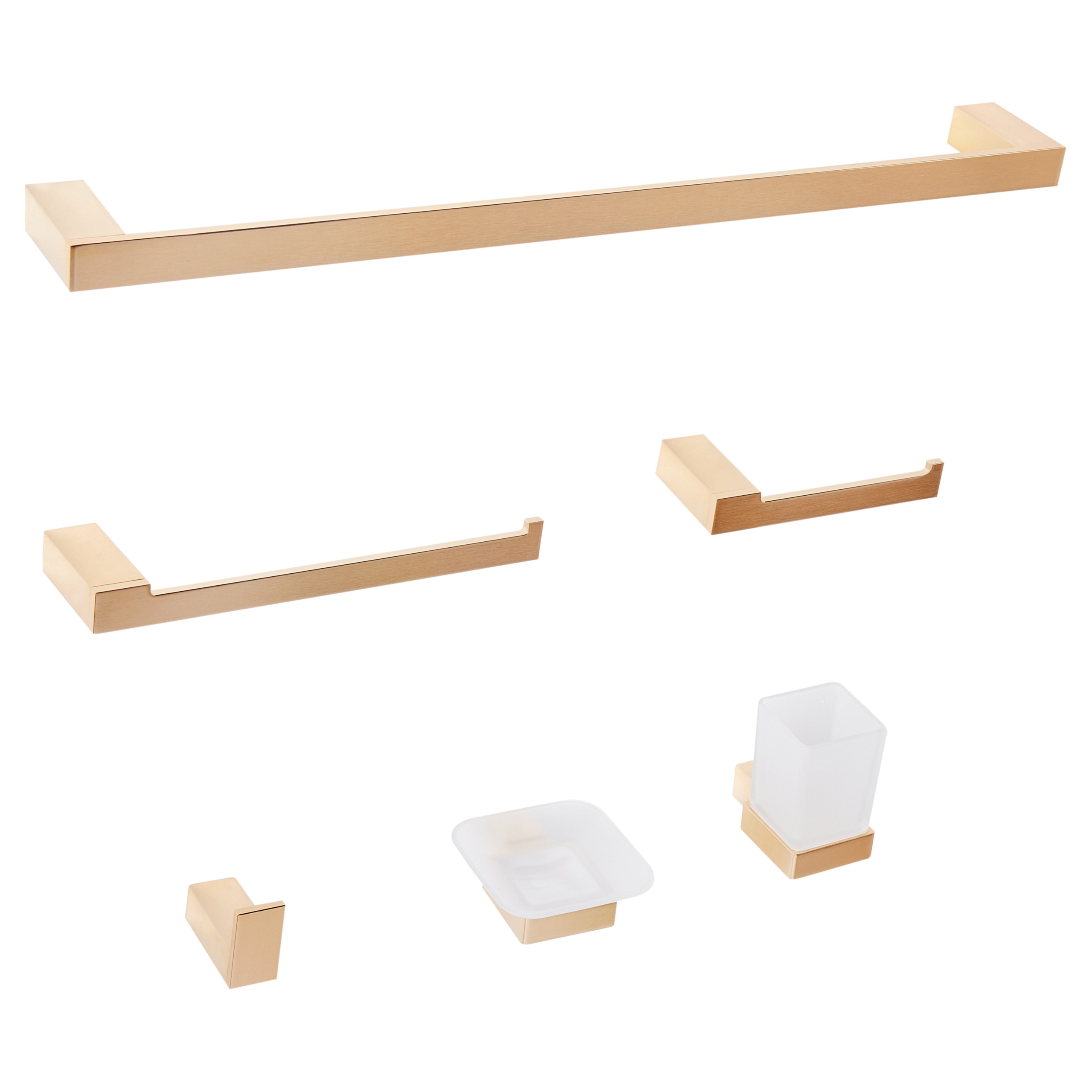 Set de 6 accesorii pentru baie TUMACO cu bare și cârlige pentru prosoape Auriu 6buc